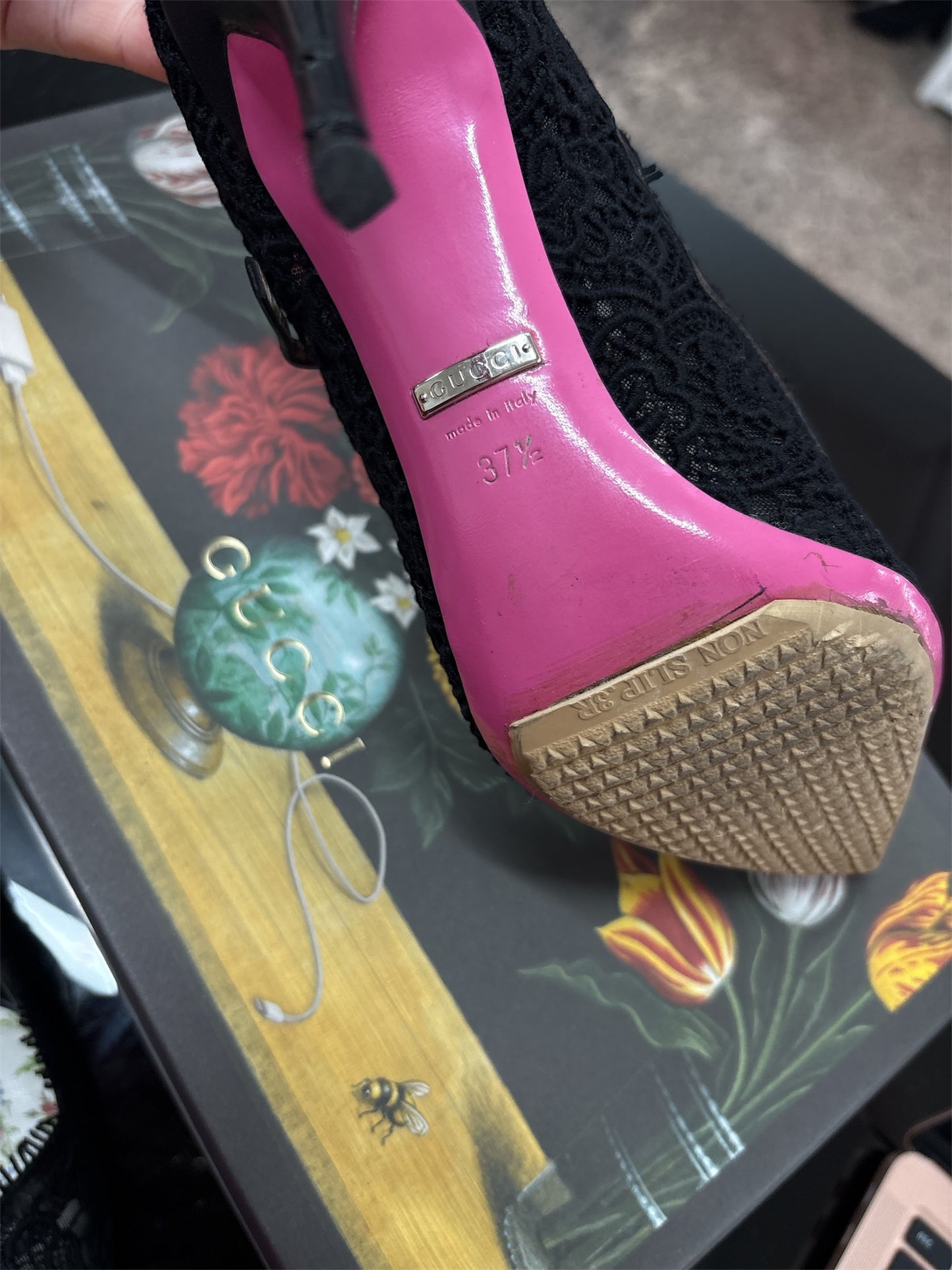 Gucci Black Lace Heels