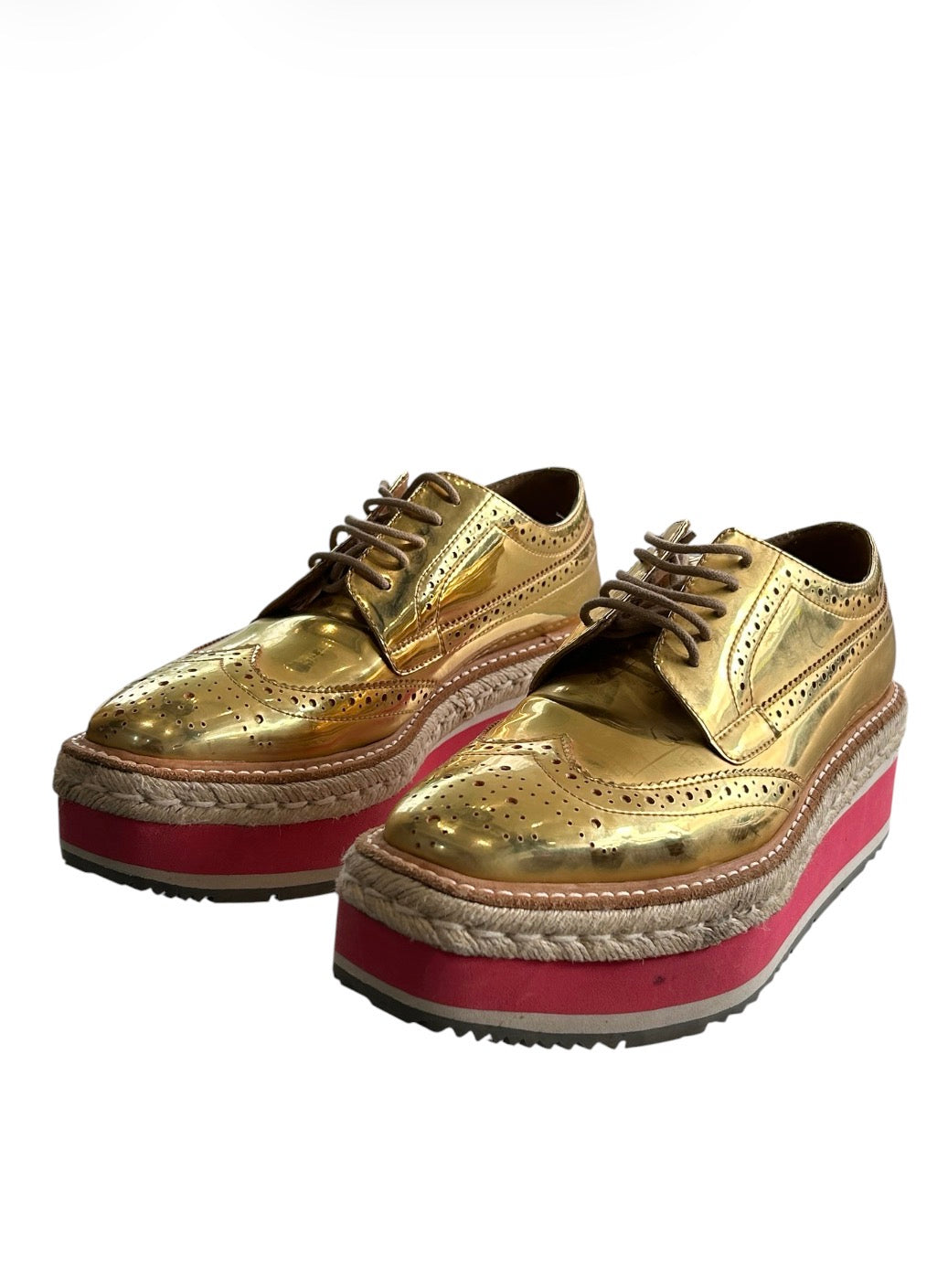 Gold Prada Loafers