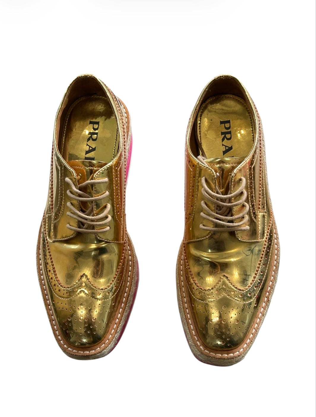 Gold Prada Loafers
