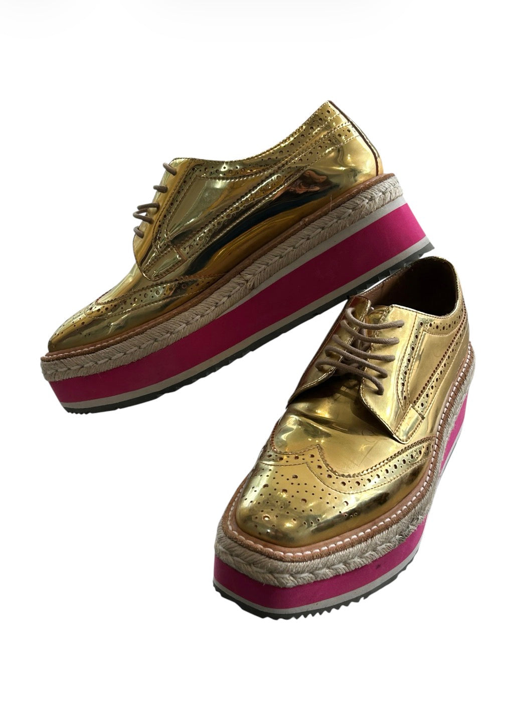 Gold Prada Loafers