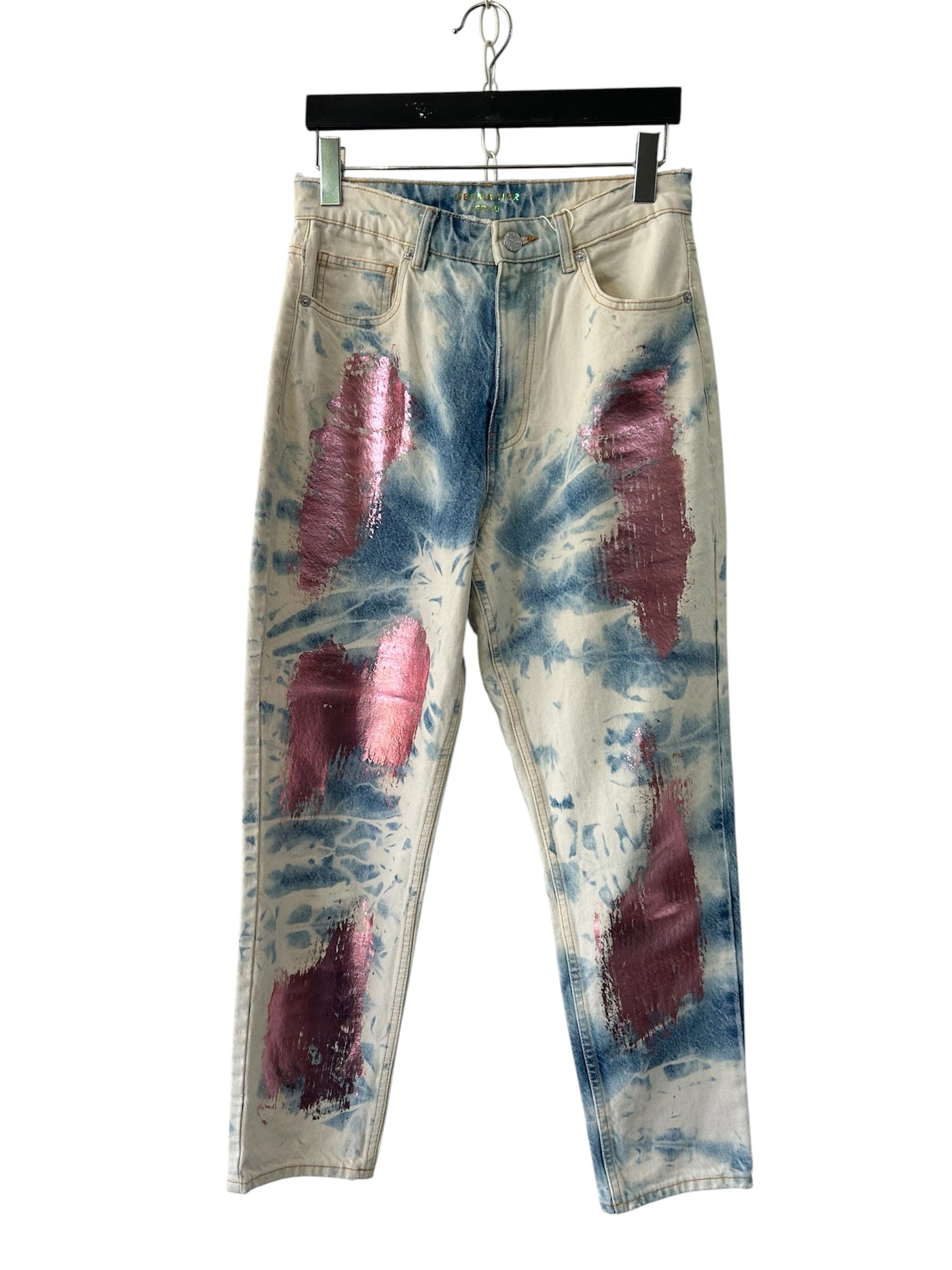 Germanier Acid Wash Jeans with Pink Accents
