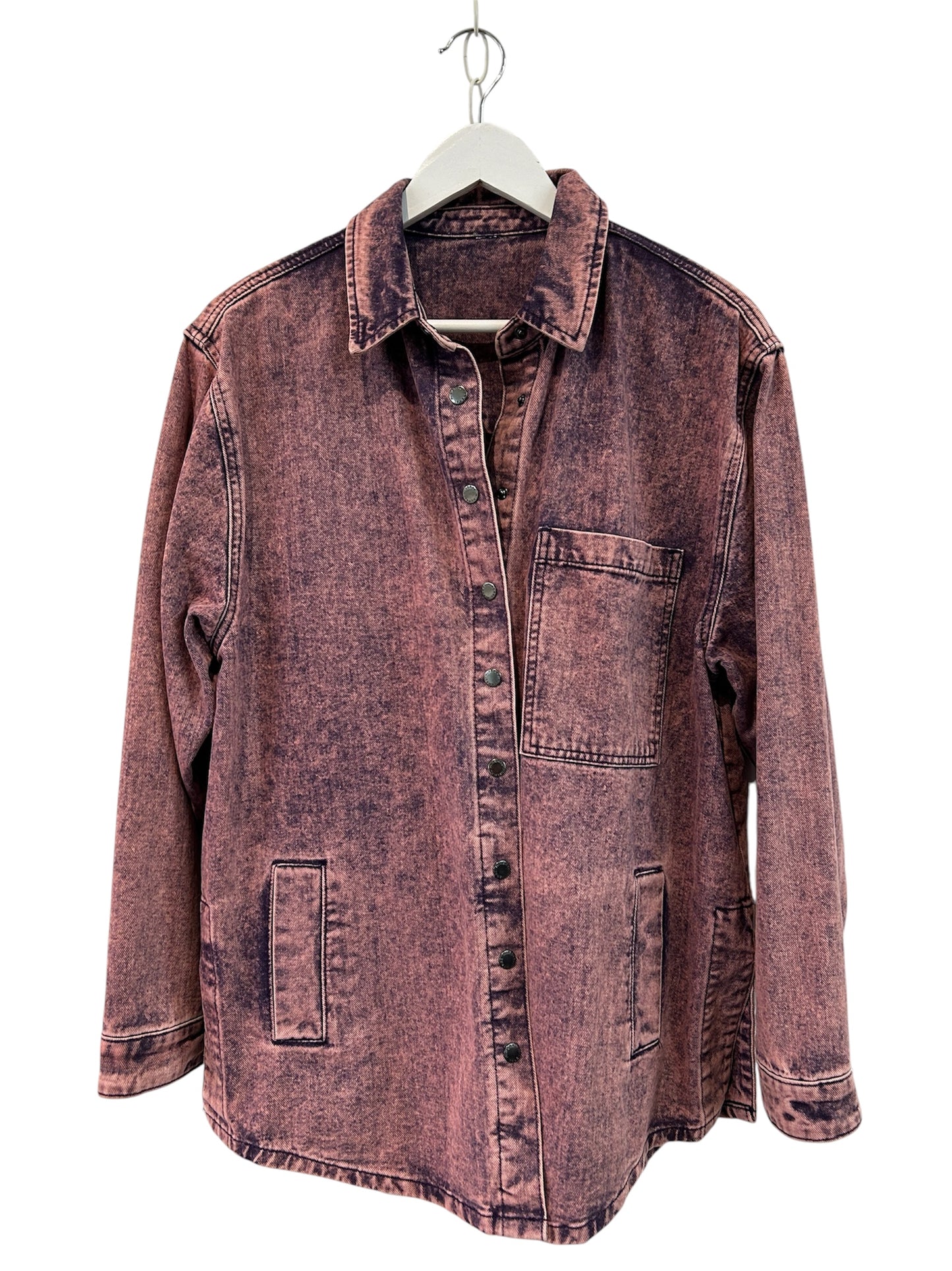 Pink Acid Wash Denim Jacket