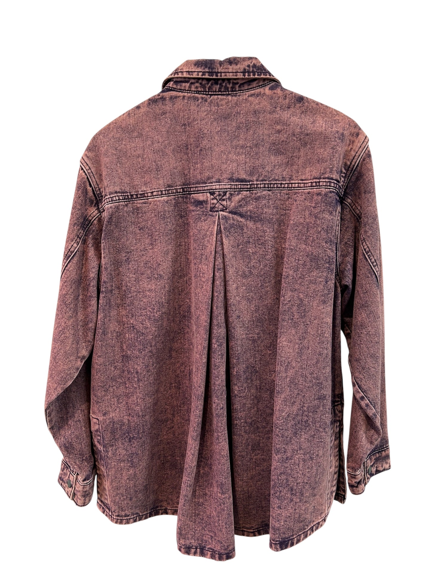 Pink Acid Wash Denim Jacket
