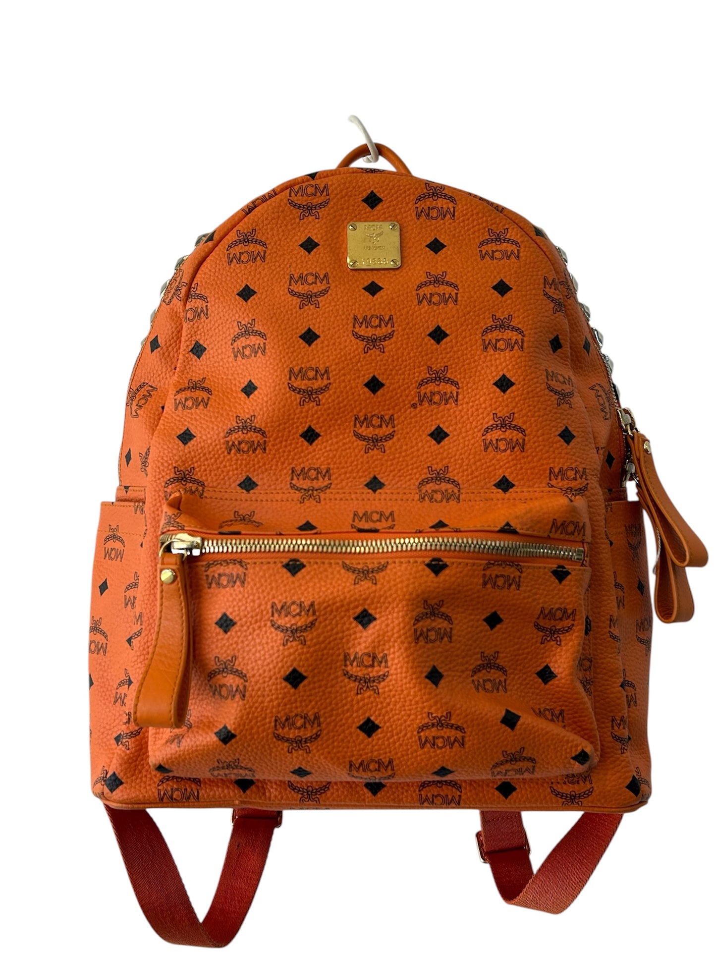 MCM Orange Logo Backpack