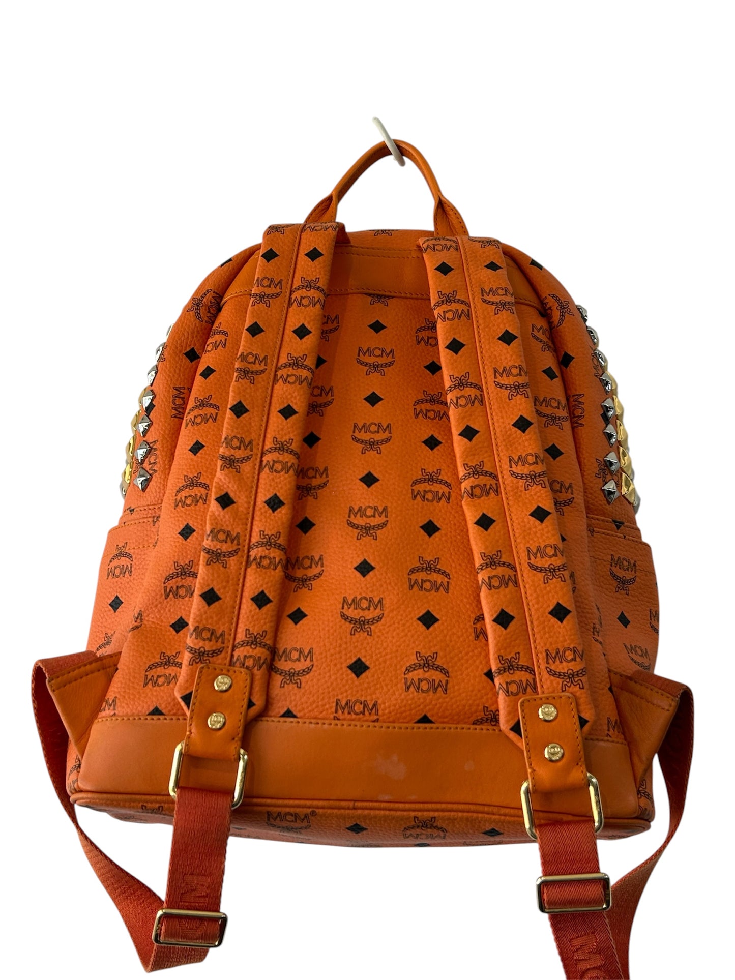 MCM Orange Logo Backpack