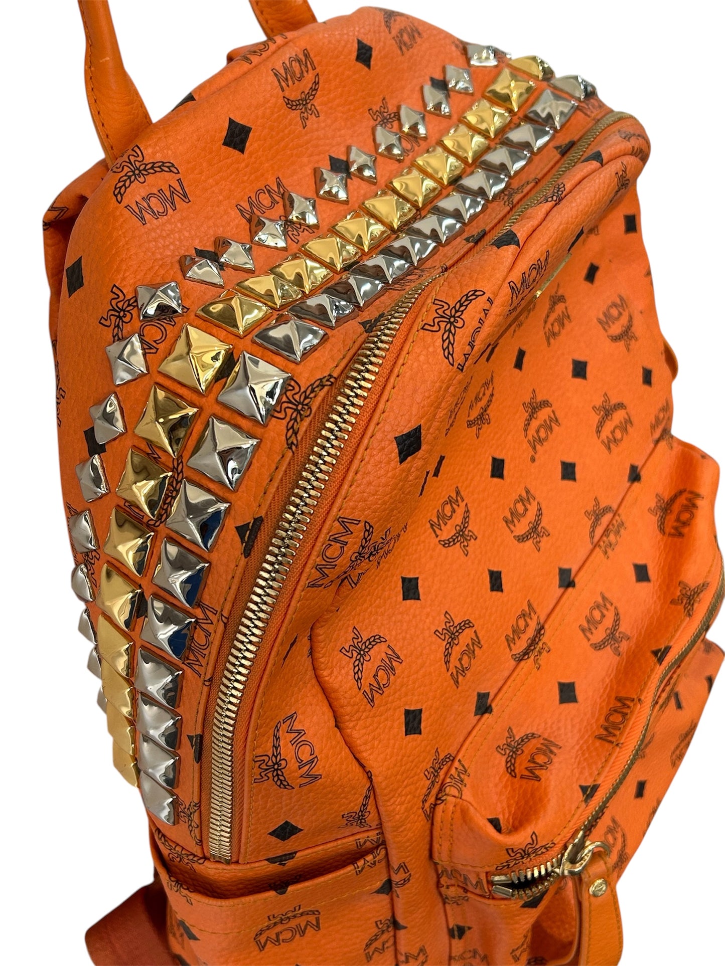 MCM Orange Logo Backpack