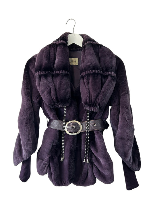 Purple Rex Rabbit Fur Coat